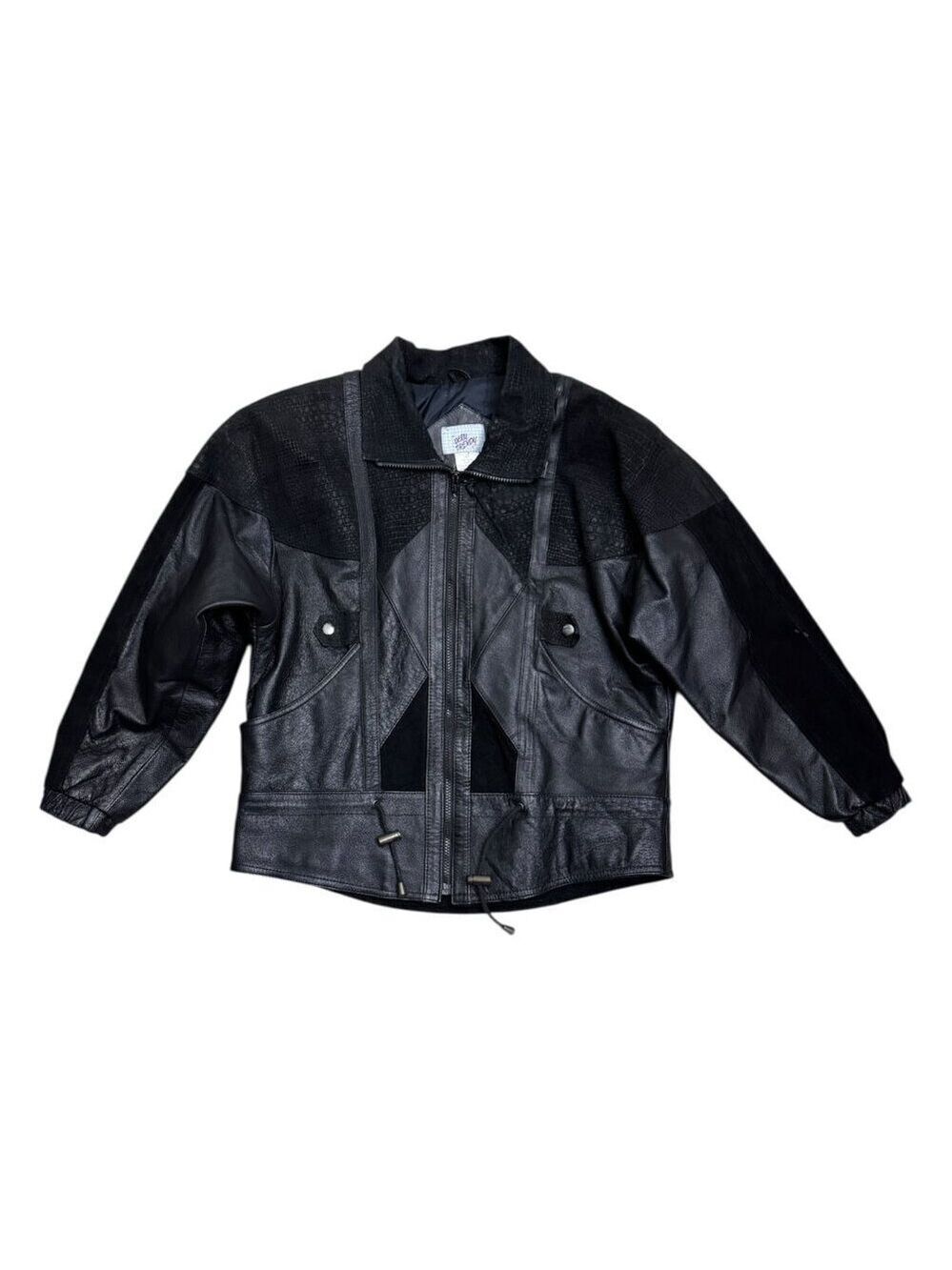 GENUINE LEATHER Very Trendy Vintage Bomber Black Jacket Womens Small
